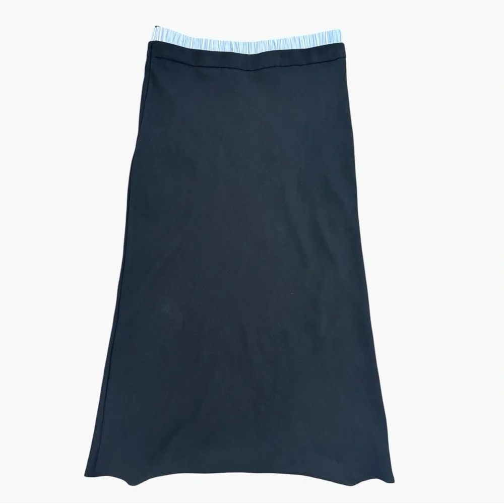 Zara Boxer Contrast Column Midi High waisted Maxi Skirt Black Size Small.